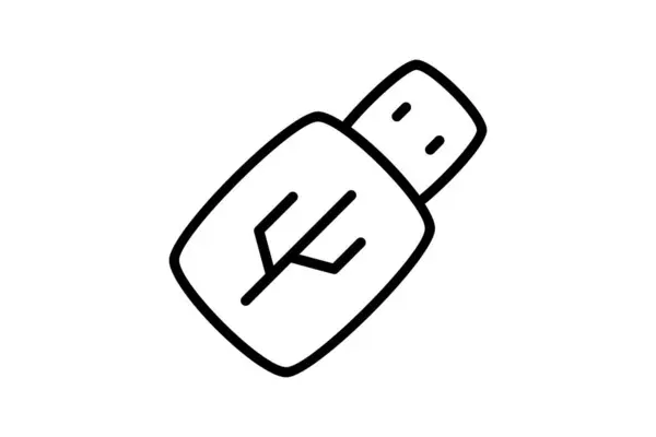 Usb Computer Hardware Computer Component Line Style Oultine Icon — Stock Vector