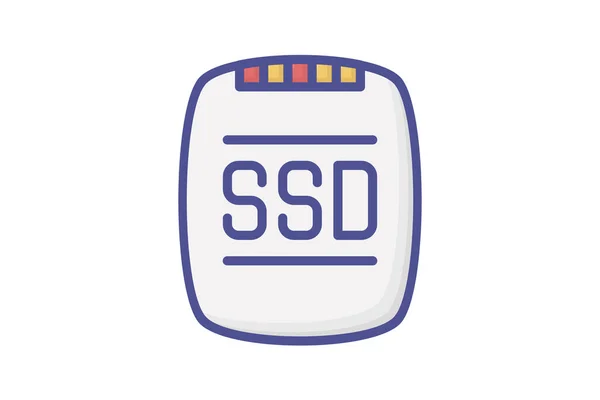 Ssd Drive Computer Hardware Computer Component Outline Filled Color Icon — Stock Vector