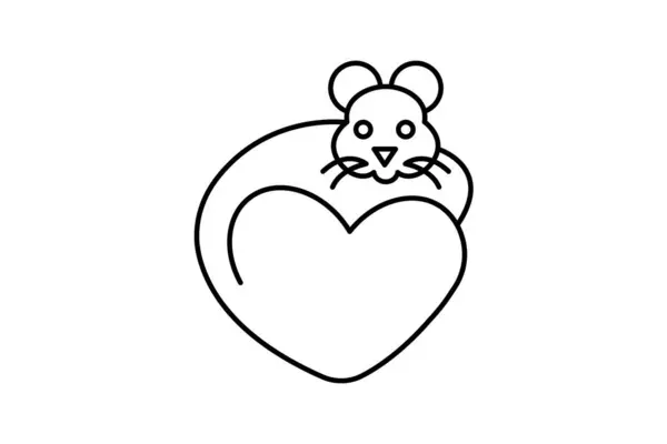 Hamster Love Animal Line Style Icon — Stock Vector
