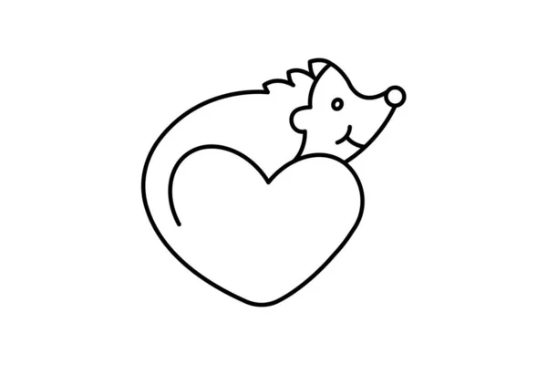 Hamster Love Animal Line Style Icon — Stock Vector