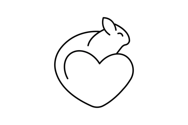 Křeček Love Animal Line Style Icon — Stockový vektor