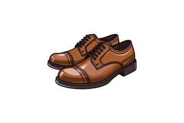 Kahverengi deri ayakkabı, bağcıklar beyaz arka planda.