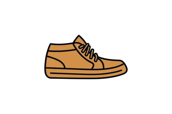 靴フラットカラーラインアイコン — ストックベクタ