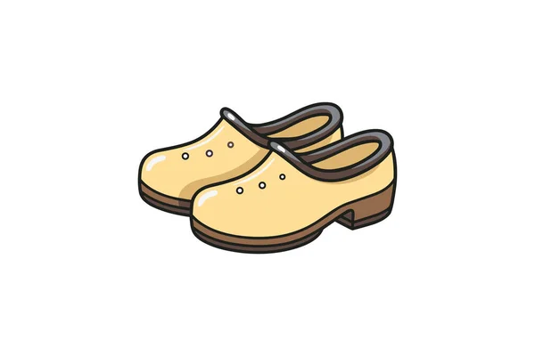 Ζευγάρι Κίτρινα Και Καφέ Γυναικεία Παπούτσια — Διανυσματικό Αρχείο