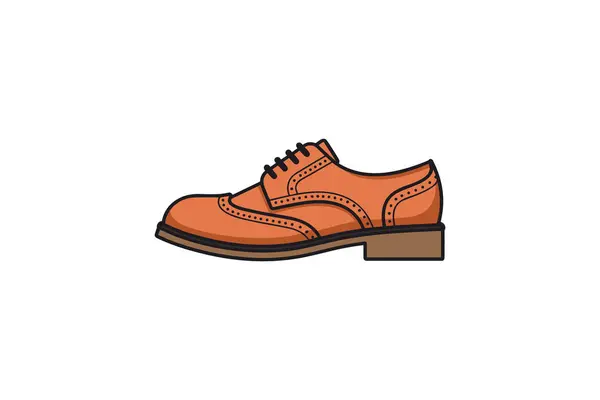 Vector Illustration Brown Leather Shoes Icon Isolated White Background — Stock Vector