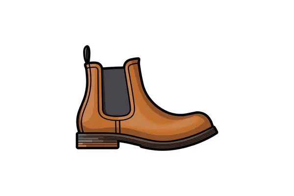 Vector Illustration Brown Leather Boot Pair Boots — Stock Vector