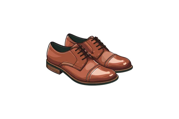 有一双鞋子的棕色鞋子 在白色背景上孤立的向量图 — 图库矢量图片