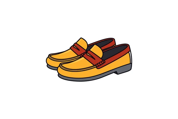 Bir Erkek Erkek Ayakkabısının Sarı Siyah Renk Vektörü Çizimi — Stok Vektör