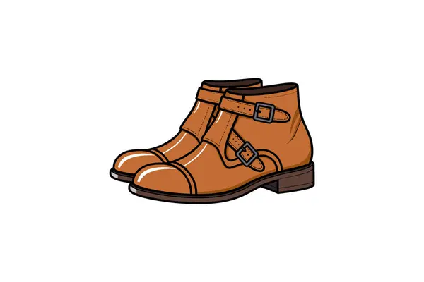 紅葉のある茶色のブーツ — ストックベクタ