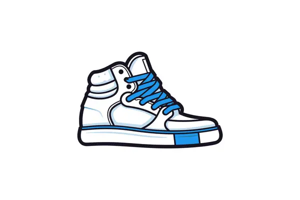 Blauwe Sneakers Icoon Platte Stijl Vector Illustratie — Stockvector