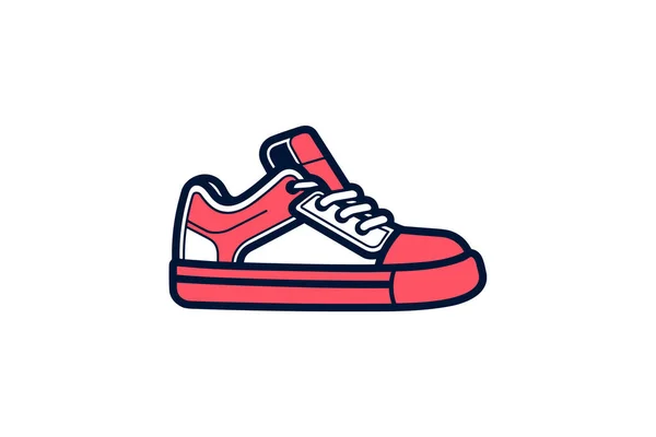 Röd Sneakers Ikon Trendig Platt Stil Isolerad Vit — Stock vektor