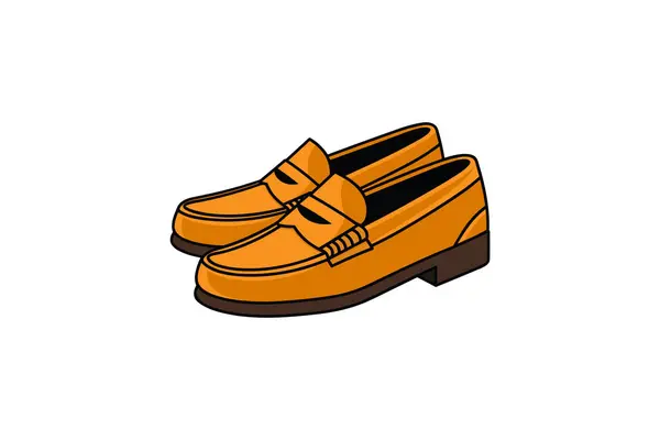 Color Vector Illustration Icon Pair Men Shoes — Stock Vector