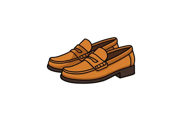 茶色の色の茶色の革靴 — ストックベクタ