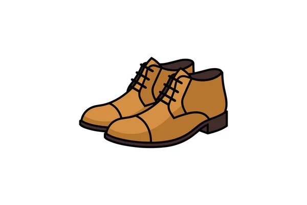 Brown Boots Icon Flat Style — Stock Vector