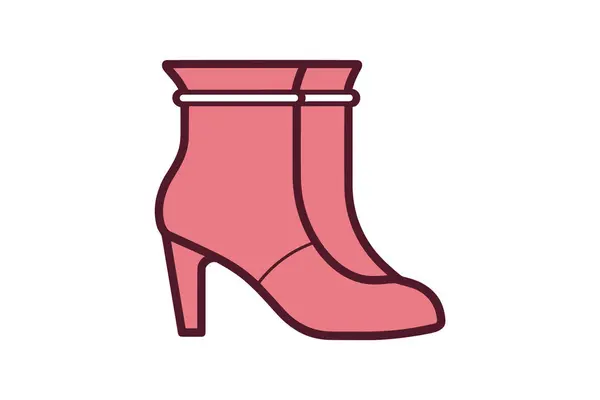 Pink High Heel Boots Isolated Icon — Stock Vector