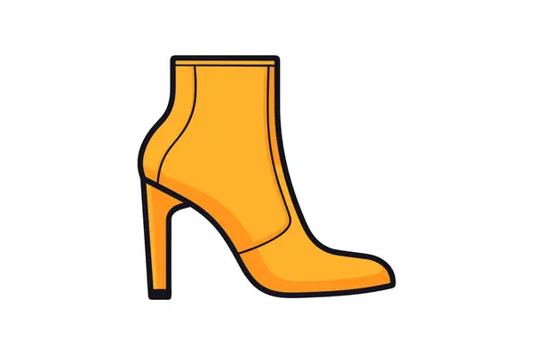 Women Yellow High Heeled Shoes Icon White Background — Stock Vector
