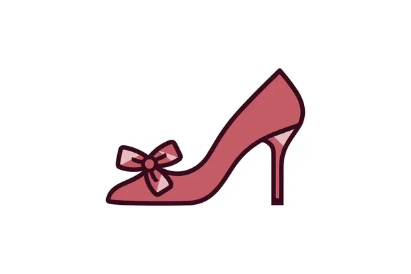 Sapato Feminino Vermelho Isolado Fundo Branco Ilustração Vetorial Plana —  Vetores de Stock