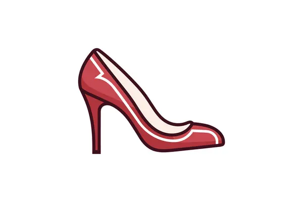 Vörös Magas Sarkú Cipő Ikon Vektor Illusztráció — Stock Vector