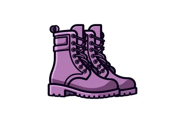 紫と紫のブーツが付いている紫色のブーツ ベクター デザインのための孤立したイラスト — ストックベクタ