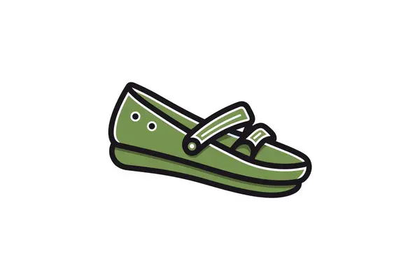 Векторная Иллюстрация Зеленой Коричневой Обуви — стоковый вектор