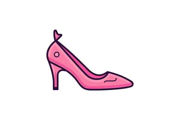 Female Shoe Icon Outline Color Illustration — Stock Vector