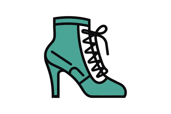 Female Shoe High Heels Icon Editable Outline Vector Illustration — Stock Vector