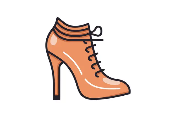 女性靴カラーアイコン ラインスタイル ベクターイラスト — ストックベクタ