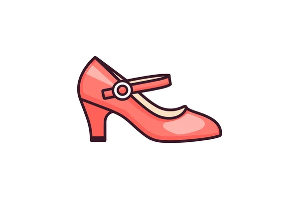 Chaussure Femme Vecteur Plat Icône Couleur — Image vectorielle