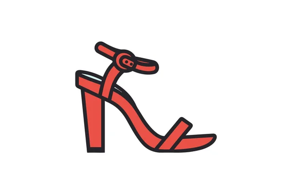 Femmes Talon Haut Chaussures Ligne Style Icône Vectoriel Design — Image vectorielle