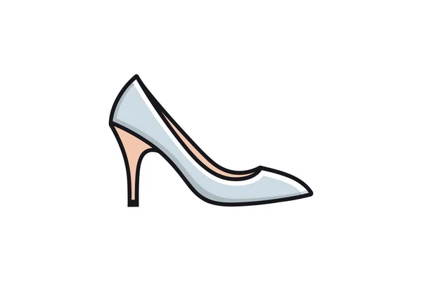 Kadın Ayakkabı Ikonu Düz Tasarım Biçimi — Stok Vektör