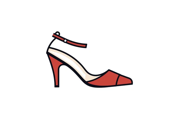 赤い女性ハイヒールアイコン フラットスタイルのベクターイラストデザイン — ストックベクタ