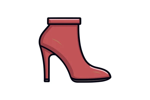 Zapato Femenino Rojo Con Icono Vector Talón — Archivo Imágenes Vectoriales