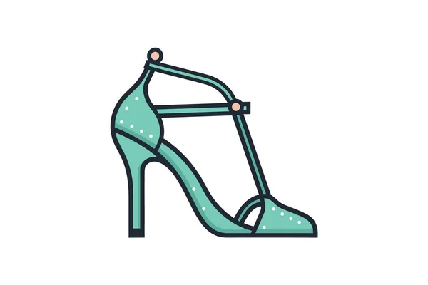 Женщина Высоком Каблуке Значок Обуви Линия Стиль Заполнения — стоковый вектор
