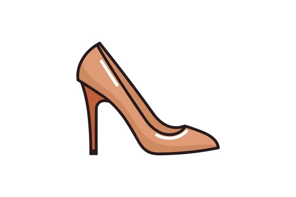 女性高跟鞋图标的轮廓风格孤立在白色背景 女鞋符号向量 — 图库矢量图片