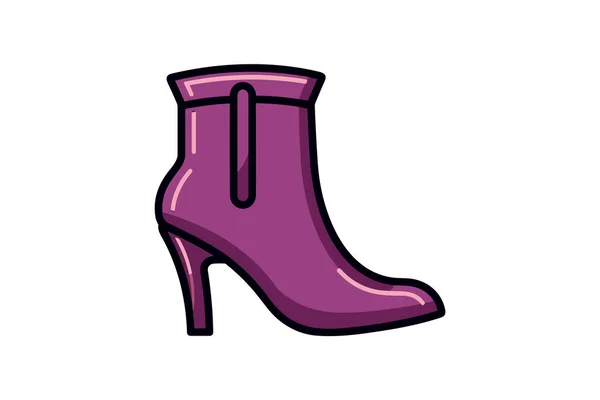 Purple Boots Icon Outline Style — Stock Vector