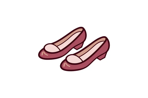 Pair Female Shoes Flat Icon Vector Illustration — Stock Vector