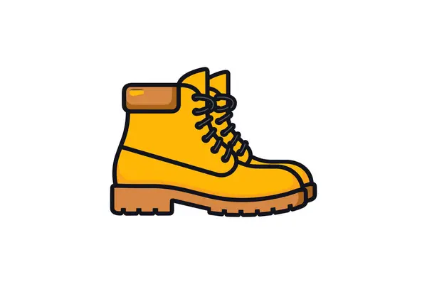 Yellow Boots Icon Flat Color Design Vector Illustration — Stock Vector