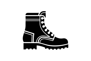 Off-White Combat Ayakkabıları ve Ayakkabı Düz Renk Simgesi seti beyaz arkaplan düz renk çizimi mükemmel