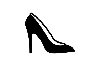 Yüksek topuklu ayakkabı ikonu. siyah ve beyaz siluet.