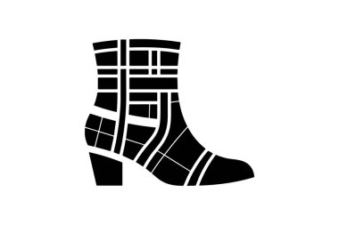 Leopar Topukları Pompa Kadın Ayakkabıları ve Düz Renk Simgesi Beyaz arkaplan düz renk çizimi pikseli mükemmel