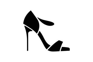 Leopar Topukları Pompa Kadın Ayakkabıları ve Düz Renk Simgesi Beyaz arkaplan düz renk çizimi pikseli mükemmel