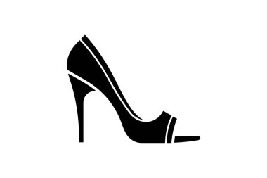 Leopar Topukları Pompa Kadın Ayakkabıları ve Düz Renk Simgesi Beyaz arkaplan düz renk çizimi pikseli mükemmel