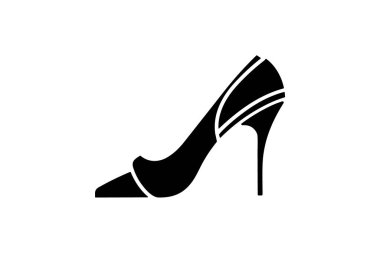 Leopar Topukları Pompa Kadın Ayakkabıları ve Düz Renk Simgesi Beyaz arkaplan düz renk çizimi pikseli mükemmel