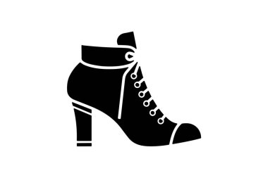 Leopar Topukları Pompa Kadın Ayakkabıları ve Düz Renk Simgesi Beyaz arkaplan düz renk çizimi pikseli mükemmel