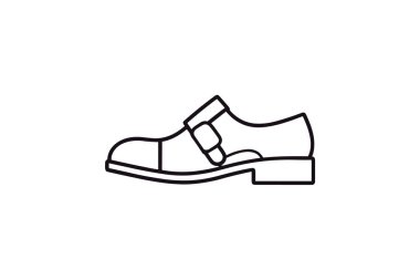 Mavi Başparmak Monk Ayakkabıları ve Ayakkabı Düz Renk Simgesi seti beyaz arka plan düz renk çizimi mükemmel