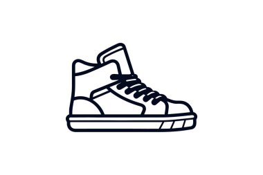 Parlak Altın Ayakkabı ve Ayakkabı Düz Renk Simgesi Yüksek-Top Spor Ayakkabıları beyaz arkaplan düz renk çizimi pikseli mükemmel