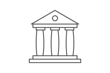 Banka binası ikonu. Web için banka vektör simgelerinin özet çizimi