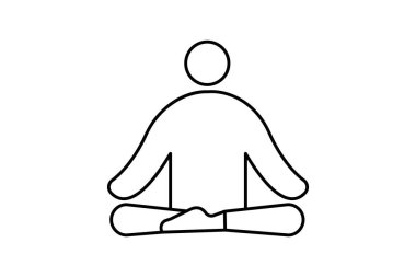 Silüet adam beyaz arka planda yoga yapıyor.