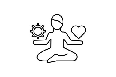   Stres yönetimi, stres giderme, stres ikonu ile başa çıkmak beyaz arkaplan vektör illüstrasyon pikseli mükemmel