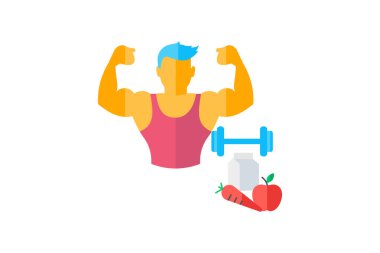 Sağlık ve sağlık, refah, beyaz arkaplan vektörü illüstrasyon pikselinde izole edilmiş ikon mükemmel